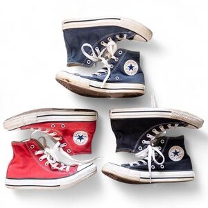 Converse Kids Bundle Size 2 Youth Red Black Navy High Top Sneakers